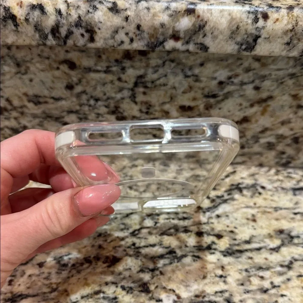 Apple Clear MagSafe Phone Case with white trim for iPhone 15 pro max